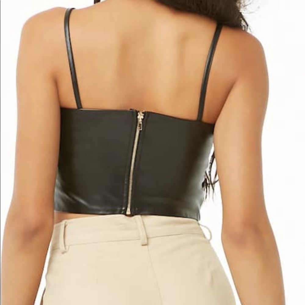 Faux Leather Bow Front Zip Back Cami NWT❤️ - Picture 3 of 8